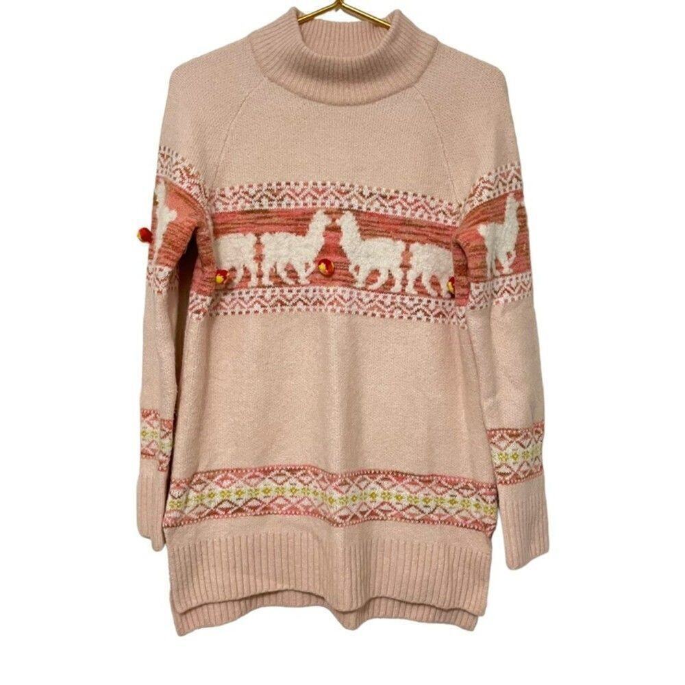 Anthropologie Aimee Pommed Alpaca Pink‎ Wool Sweater Women's S Boho